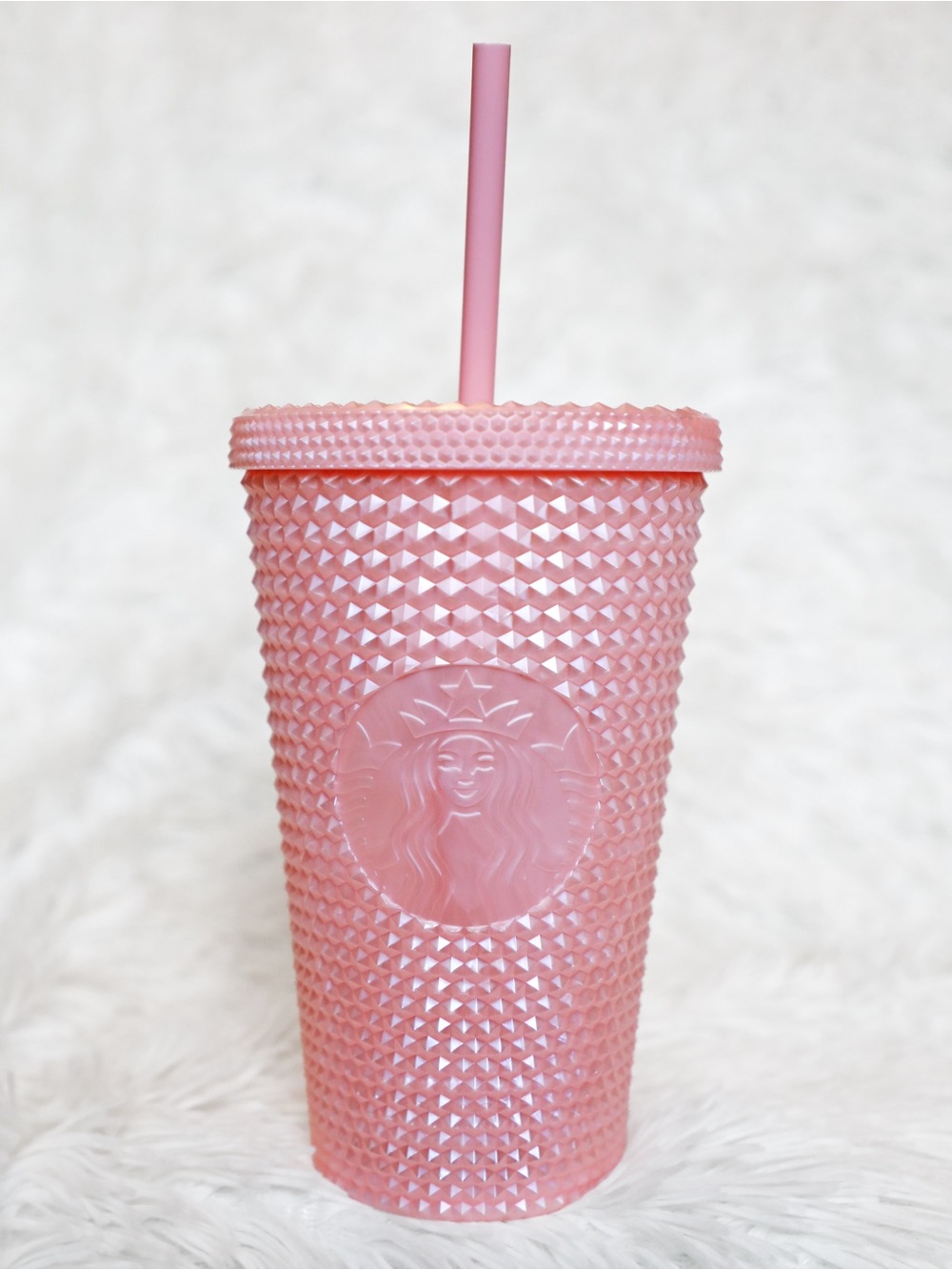 2024 Starbucks Pink Pearl Bling Studded 16oz Grande Tumbler
